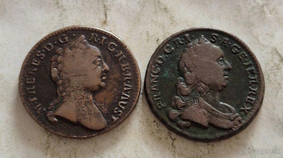 1 Grajciar 1763 G Mária Terézia, 1762 G František Lotrinský