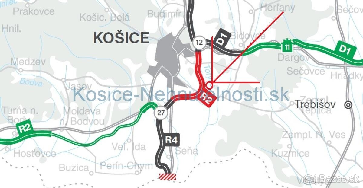 Predaj investičný pozemok 2000 m2 parcela C Košice – Krásna