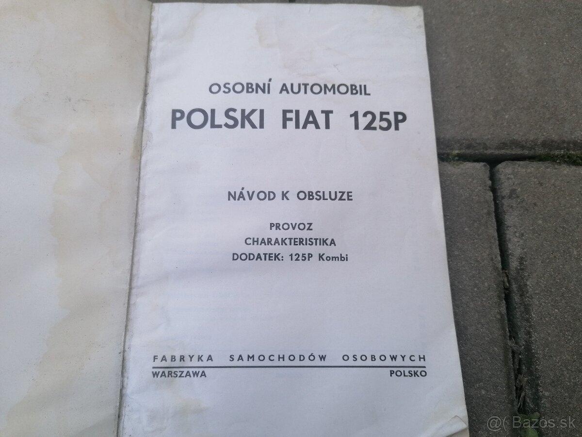 Predám kniha Návod na obsluhu Polski Fiat 125 P, Kombi