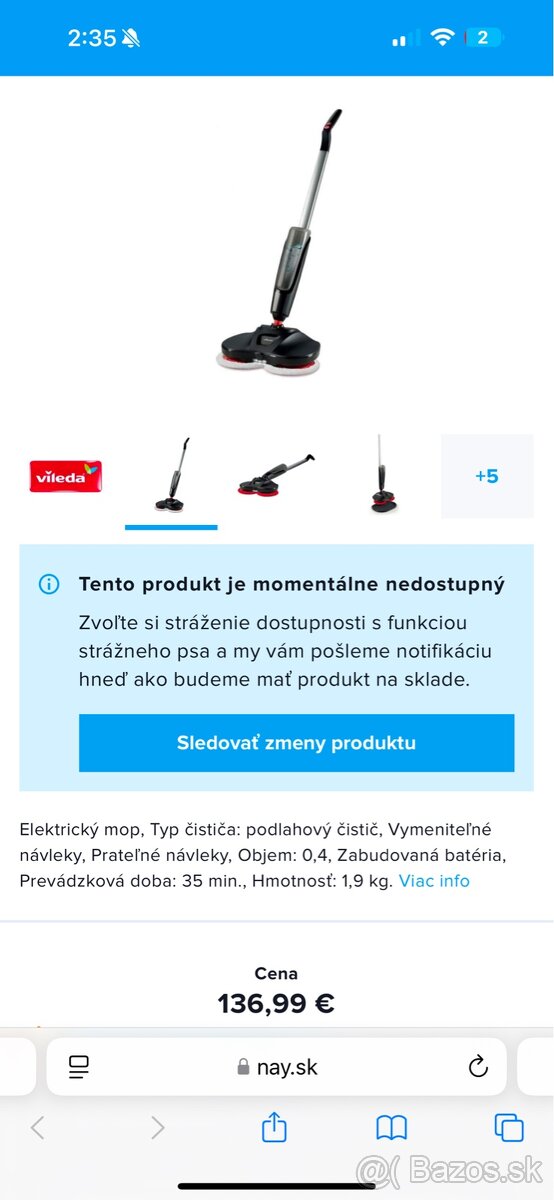 Elektrický rotačný mop Vileda Looper