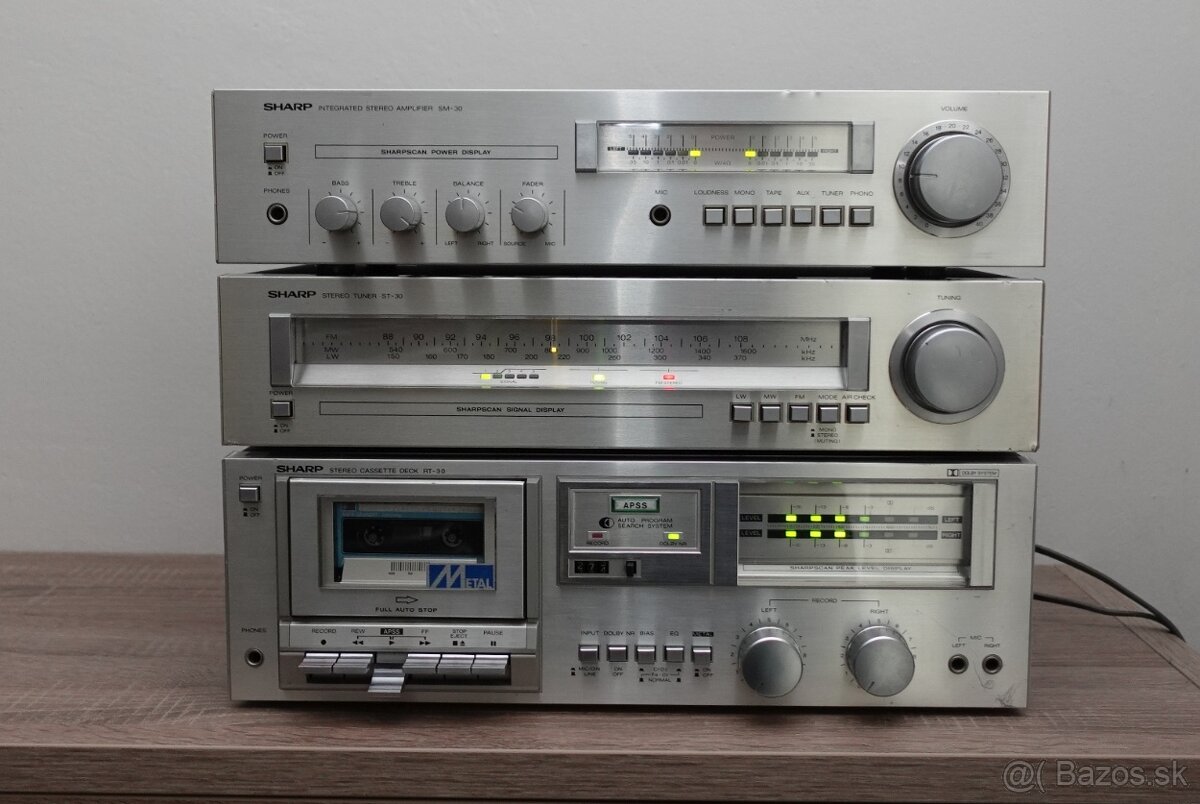 Zostava Zosilovac,Tuner,Tape deck SHARP SM-30, ST-30, RT-30