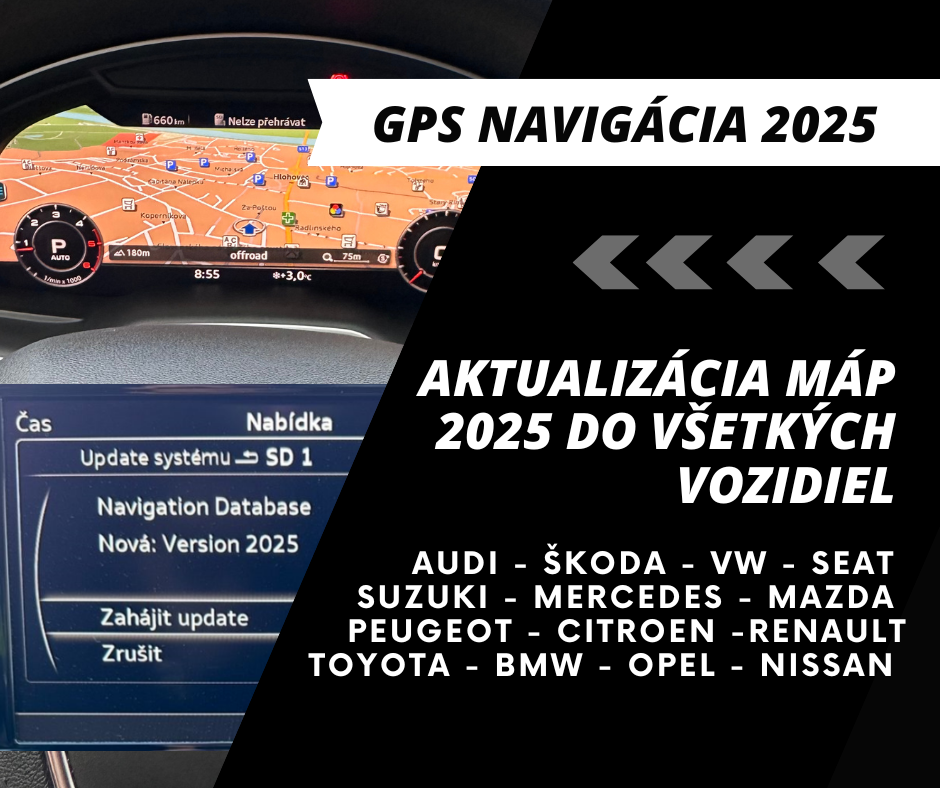 GPS navigácia 2025 MAPY EURÓPA  SD / USB