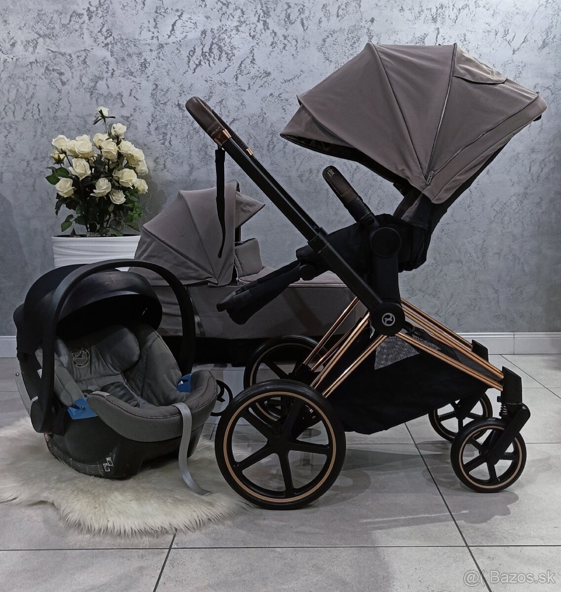 TROJKOMBINÁCIA CYBEX PRIAM ROSEGOLD SOHO GREY