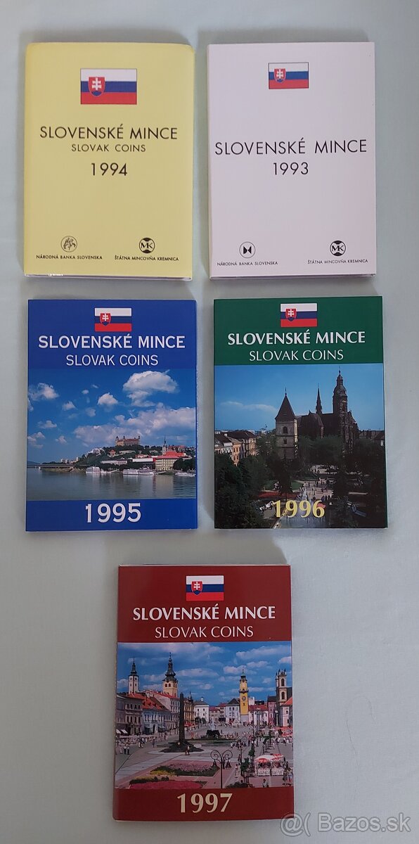 SADY Slovenských  mincí- roky 1993. 1994, 1995, 1996, 1997