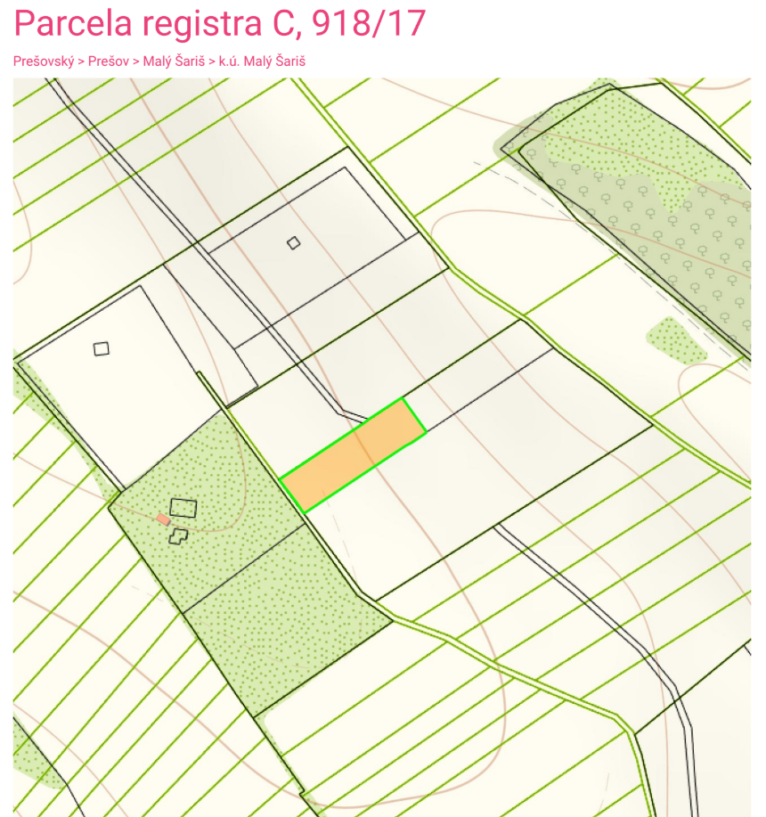 Predaj pozemok 3030 m2 Malý Šariš - pri meste Prešov