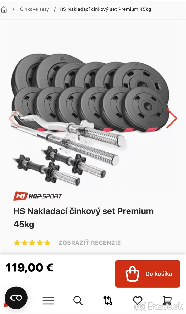 Nakladací Cinkový set Premium 45kg úplne nový