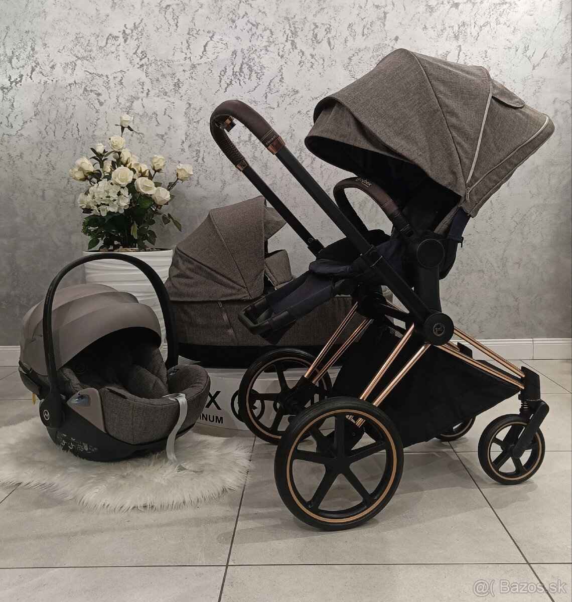 TROJKOMBINÁCIA CYBEX PRIAM ROSEGOLD MANHATTAN GREY