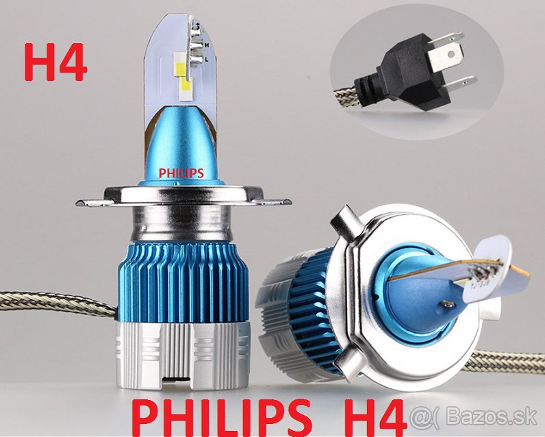 LED H4 HB4 HB3 H13 Denna Biela PHILIPS  9000lm LED ZIAROVKY