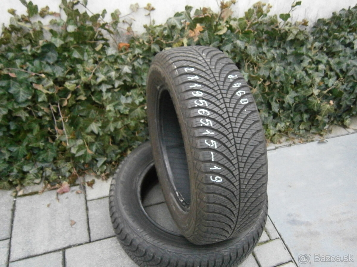 Predám 2x celoročné pneu Goodyear 195/65 R15 91VXL