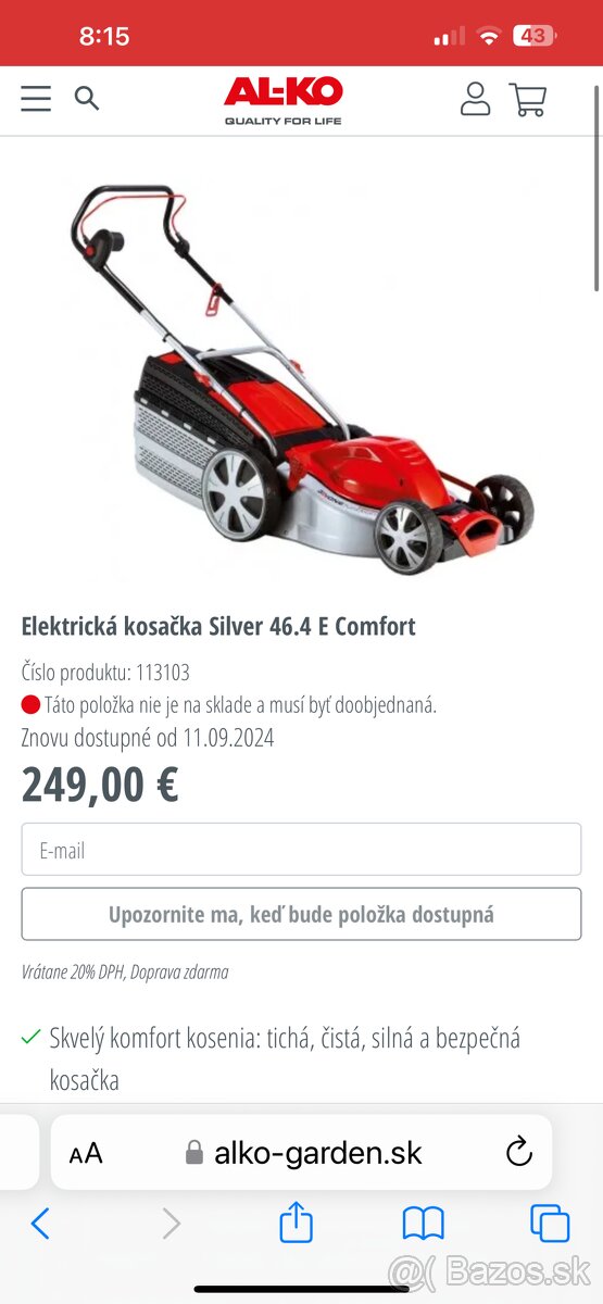 AL-KO kosačka 46.4 comfort