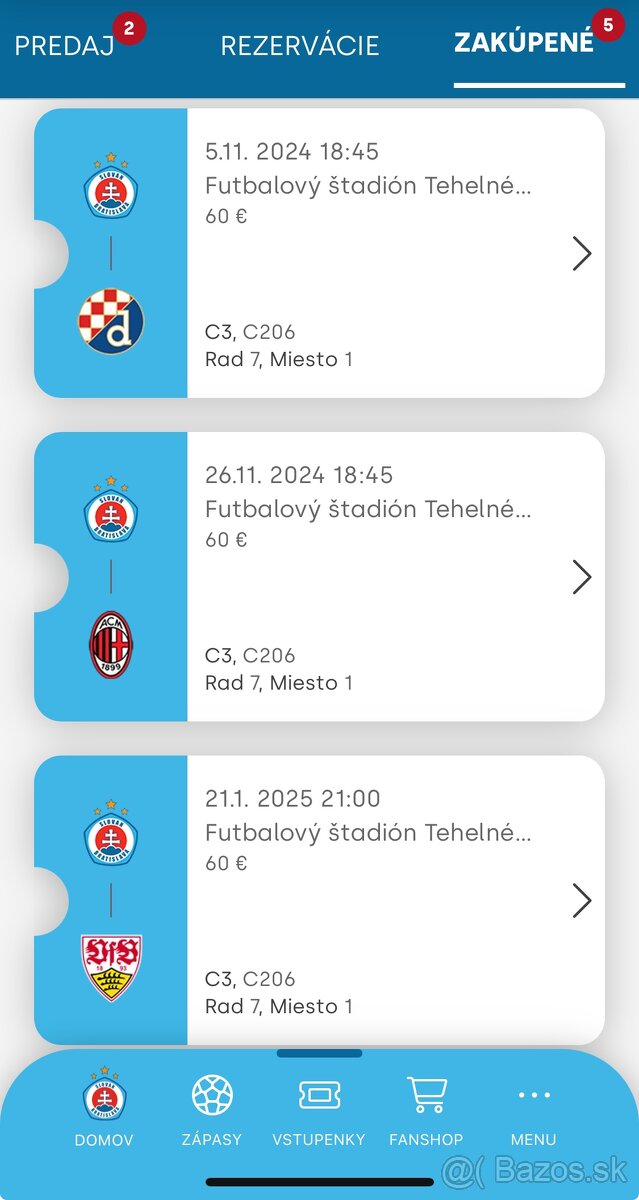 Slovan liga majstrov 3 zápasy