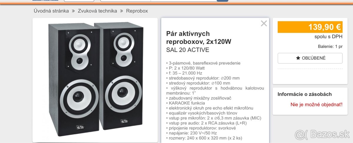 Aktívne reproduktory 2x120W