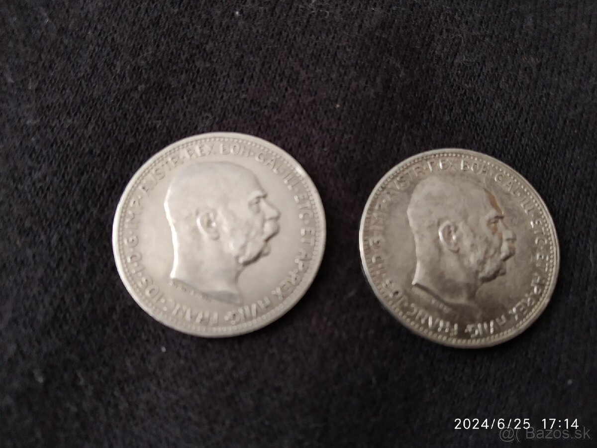 1korona, Rakúsko Uhorsko,1914 a 1915,striebro