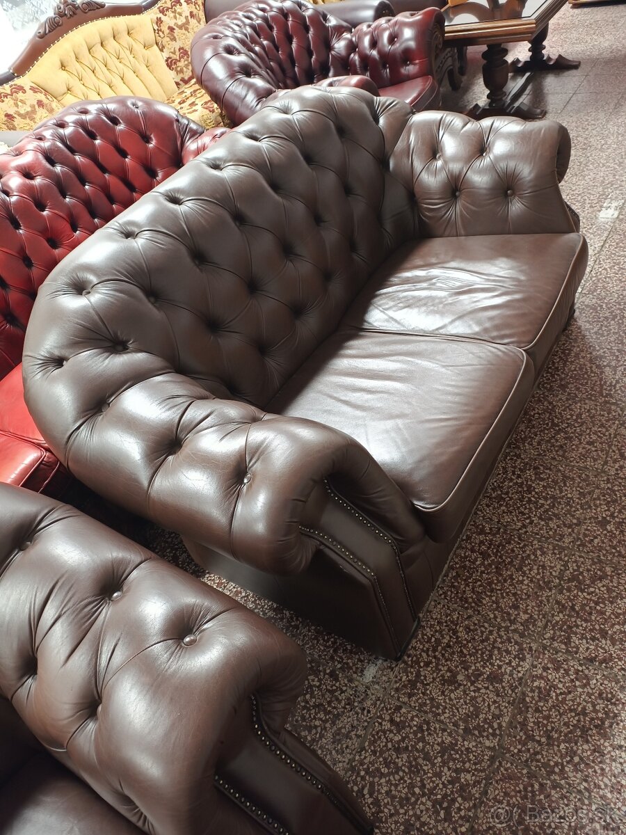 CHESTERFIELD ŠTÝL,KOŽENÁ 3+2+1