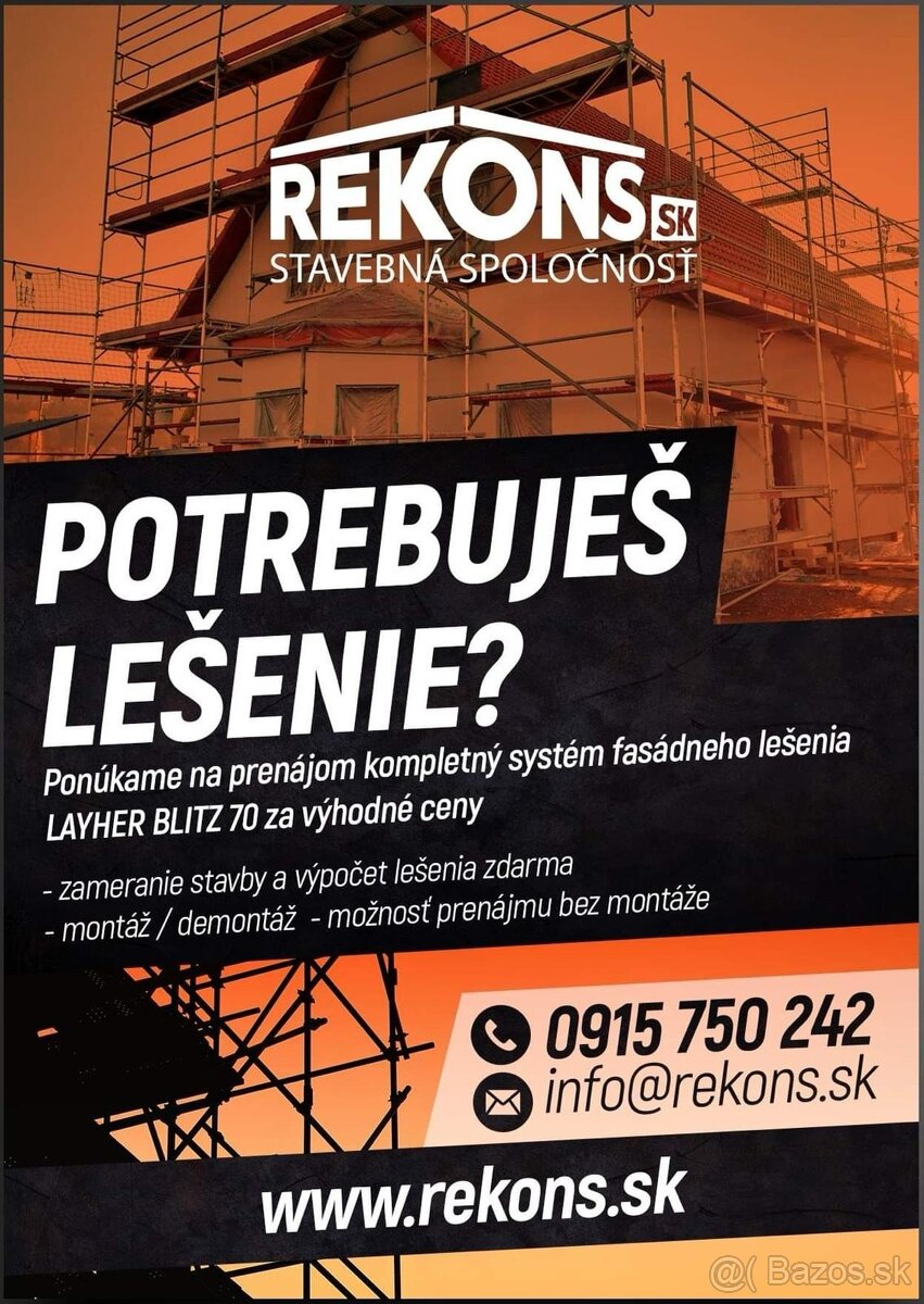 Potrebuješ lešenie ? Prenájom lešenia - Záhorie