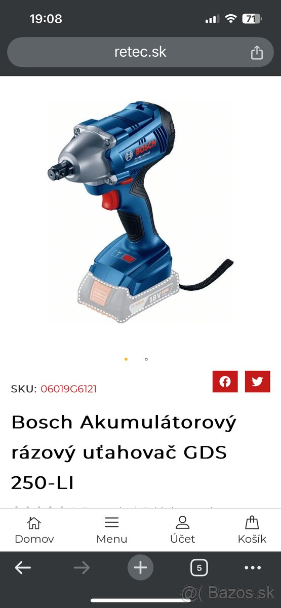 Bosch gds 250li aku rázový utahovak