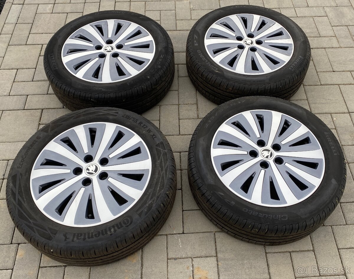 Elektróny originál škoda 5x112 r17 + letné prémiové pneu