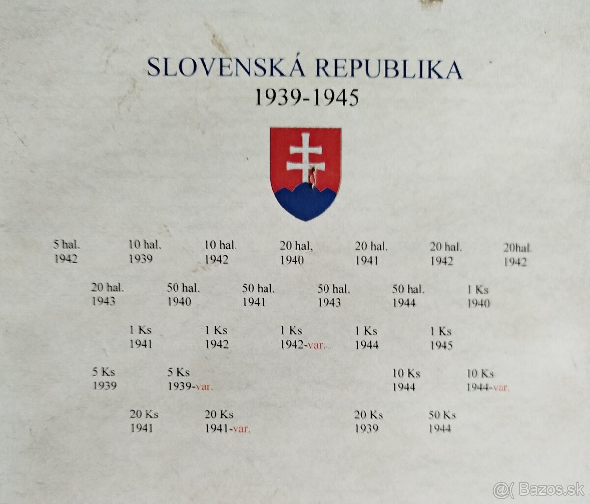 Sada mincí Slovenský štát 1939-1945