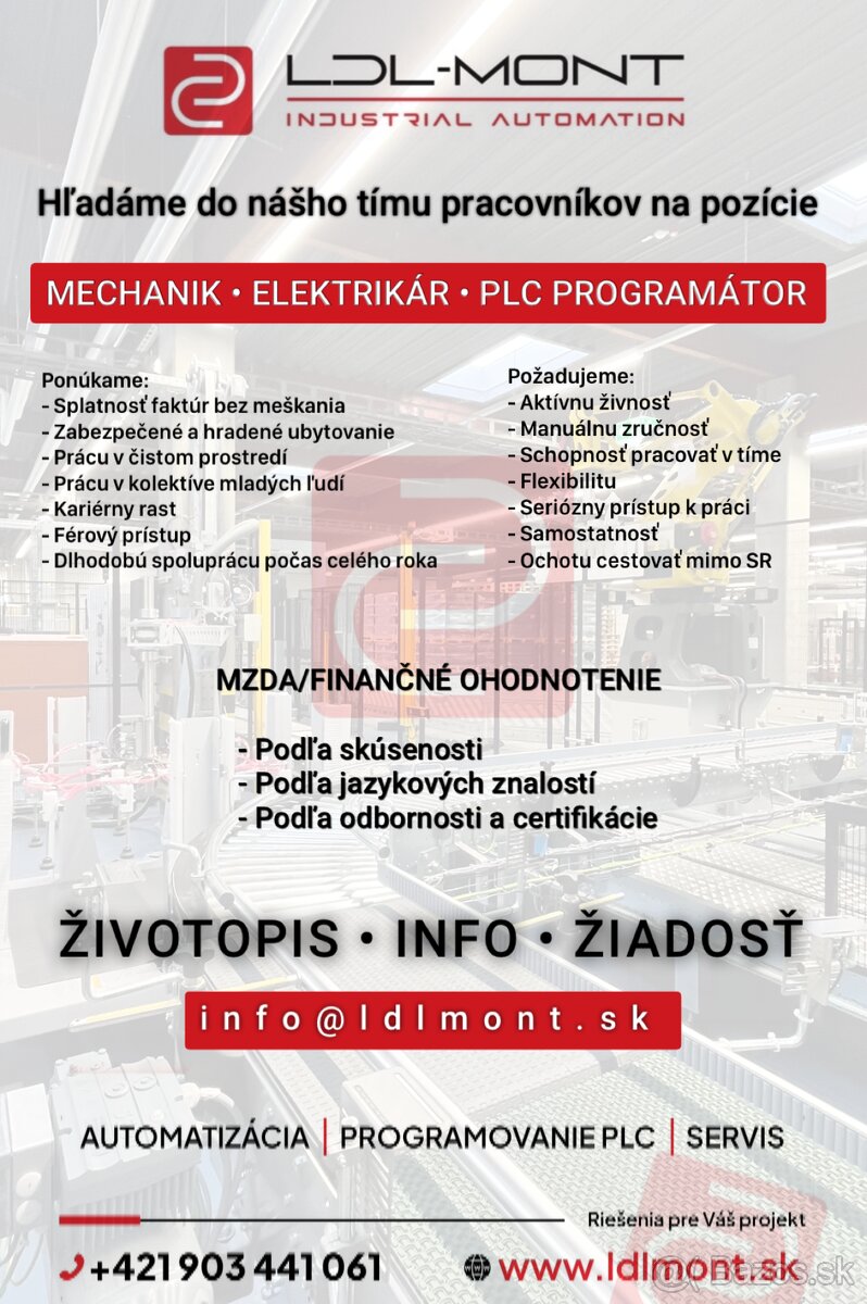 MECHANIK / ELEKTRIKÁR / PLC PROGRAMÁTOR