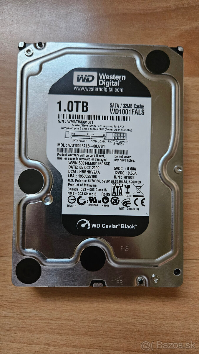 HDD 3,5" Western Digital 1TB SATA WD1001FALS - WMATV3391661