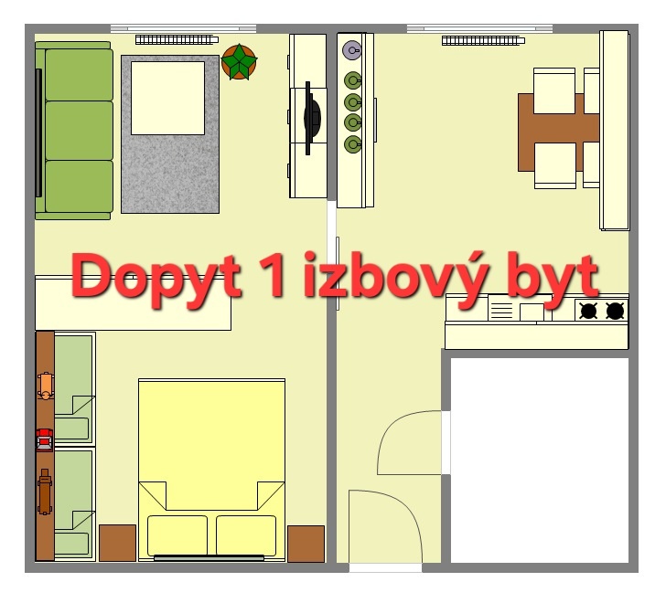 Dopyt 1 izbový byt v Nitre