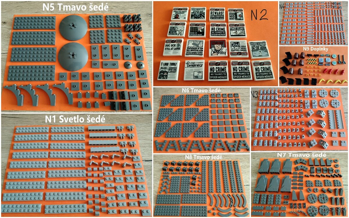 (N1-9) Lego® Diely svetlo šedé (nové)