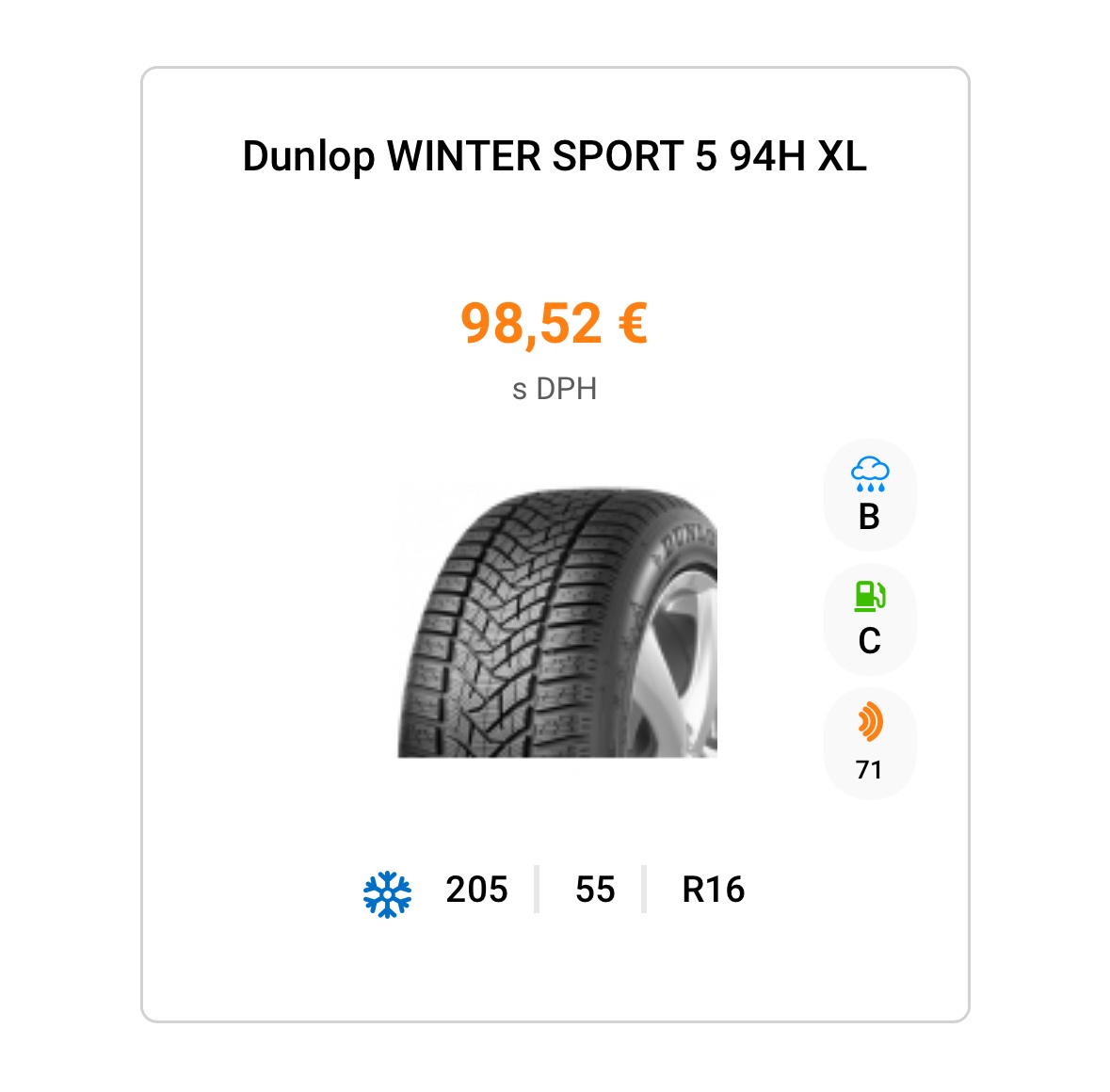 Zimné pneumatijy 205/55/R16 Dunlop