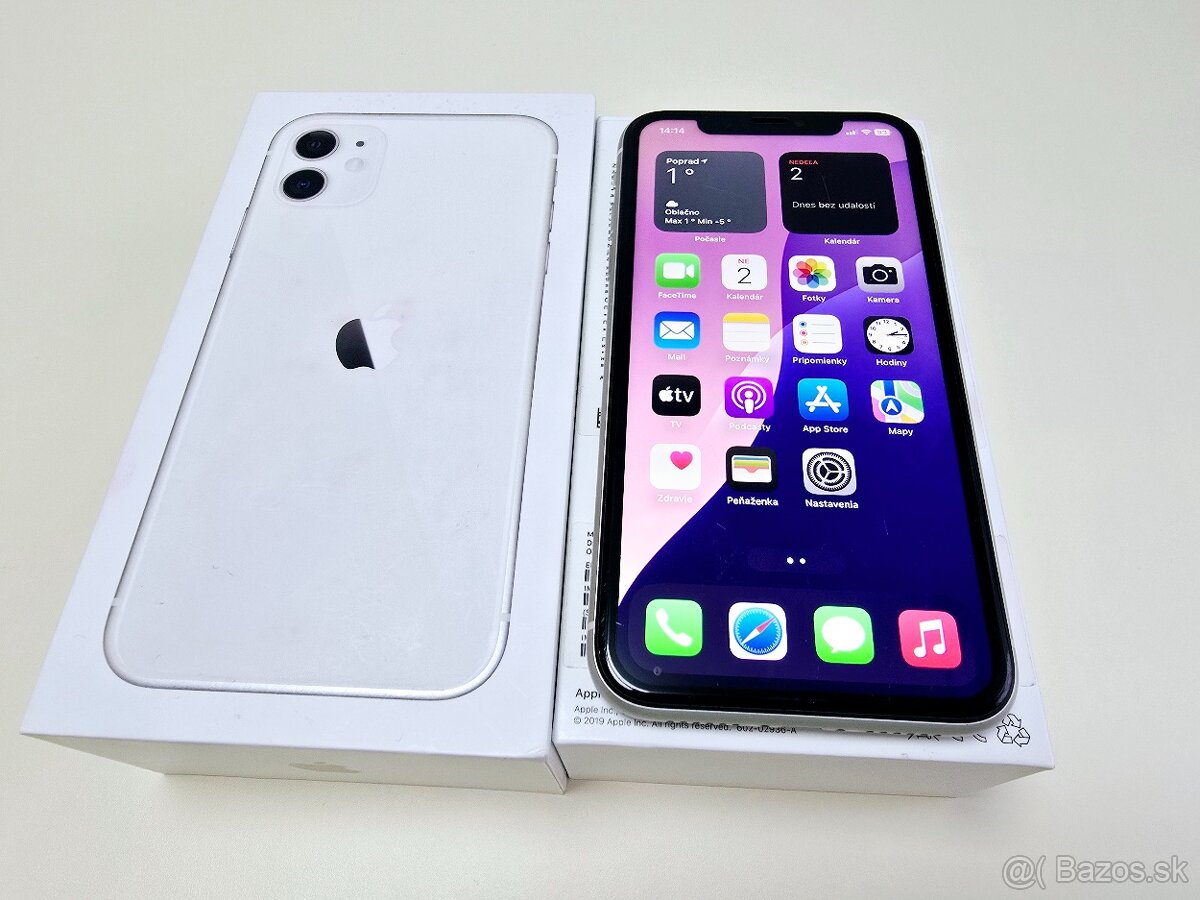 APPLE iPhone 11 64GB White,Nová batéria 100%