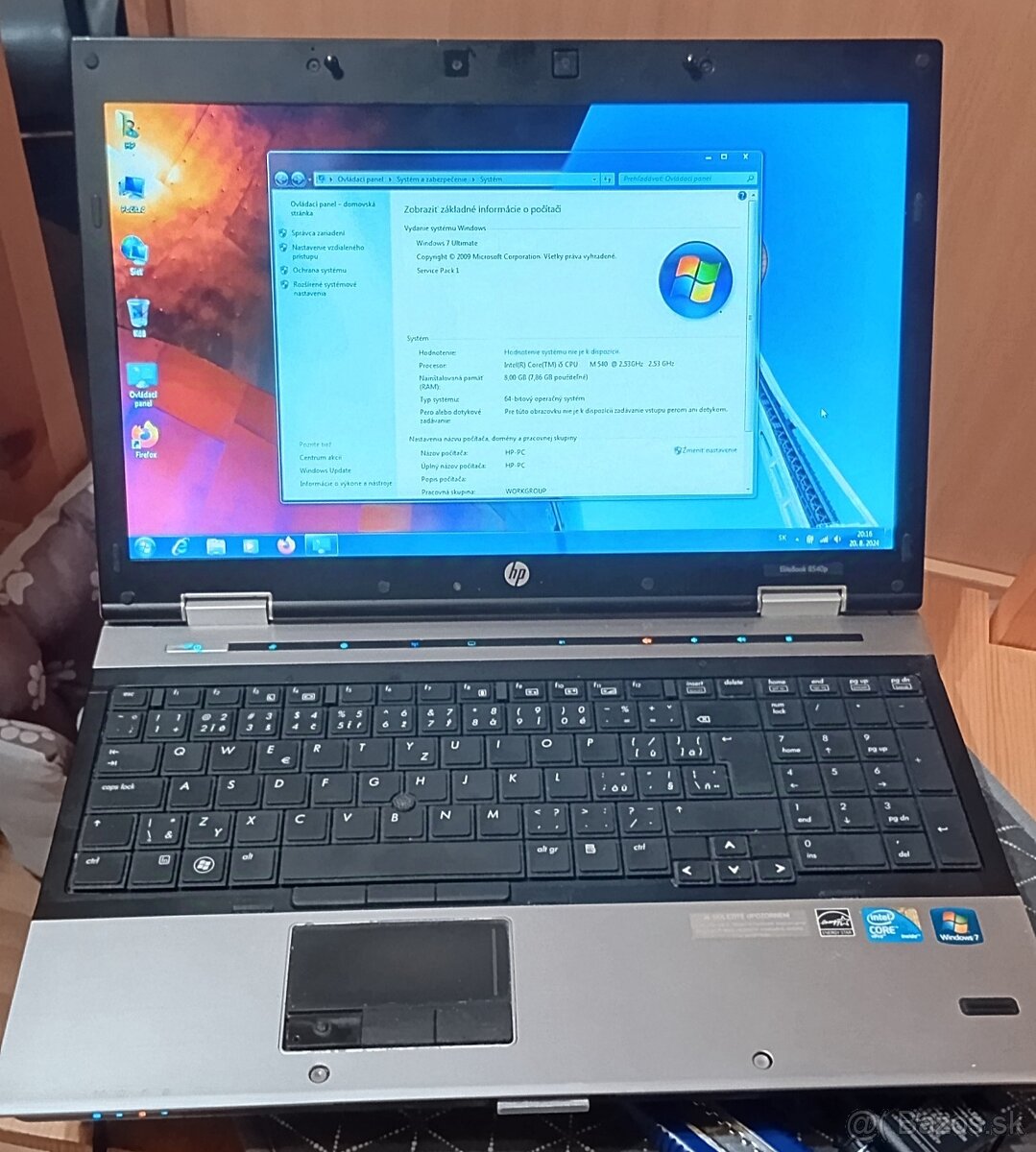 15,6" HP 8540p -i5, 8GB, 1000GB, NVIDIA 1GB