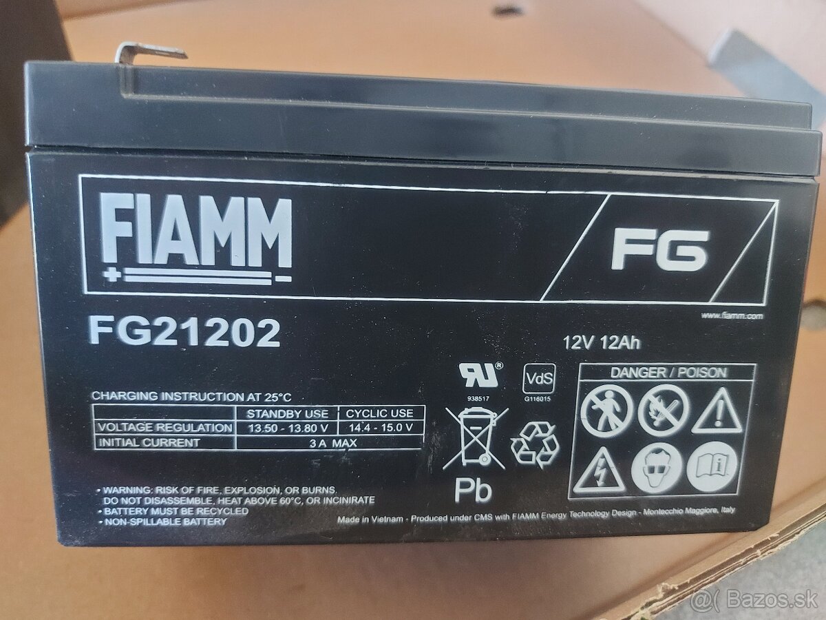 Predám Fiamm olovená batéria FG21202 12V/12Ah