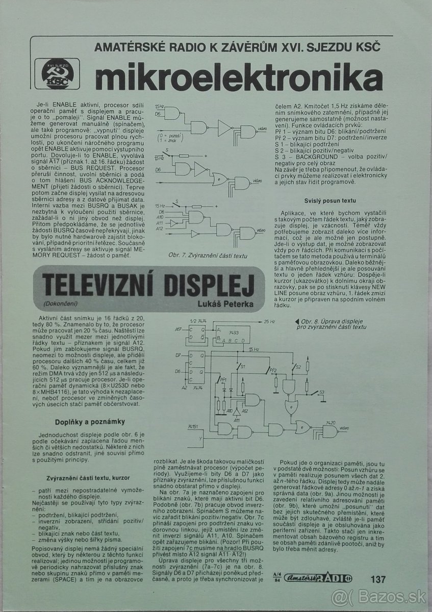 Mikroelektronika Amatérske Radio k závěrům XVI. sjezdu KSČ 3