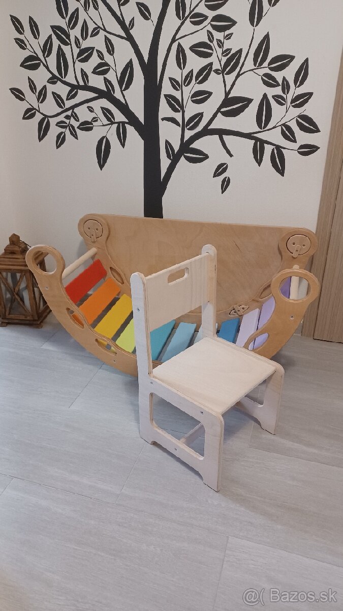 detská montessori stolička+hojdačka