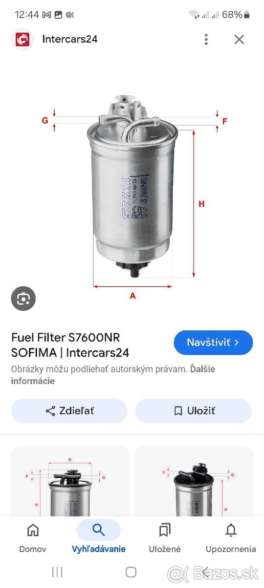 Predám Palivový Filter SOFIMA S7600NR