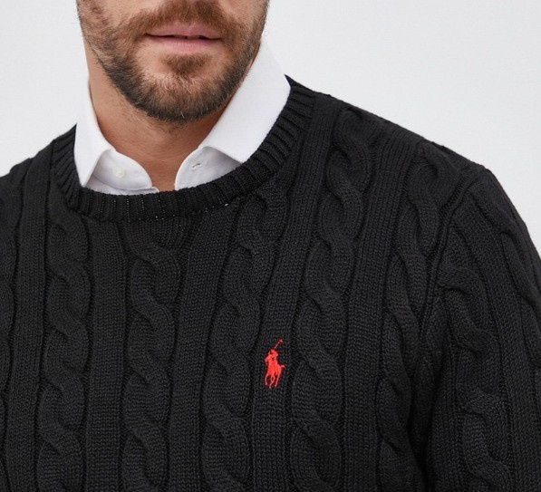 Ralph Lauren sveter Cable-Knit Cotton Jumper - BLACK