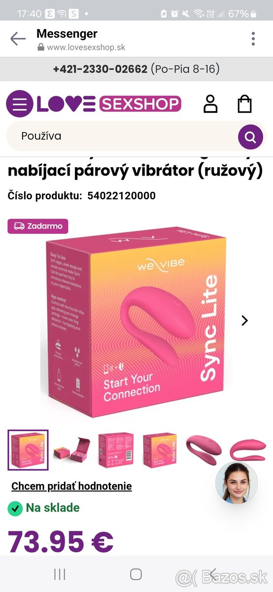 We- vibe sync lite NOVE NEPOUŽITÉ, VHODNE AKO DARČEK