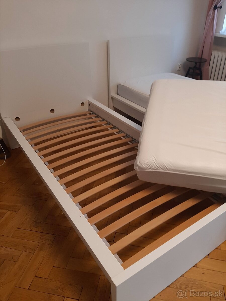 predám postele 2 ks MALM IKEA 90cm + rošt 20 eur