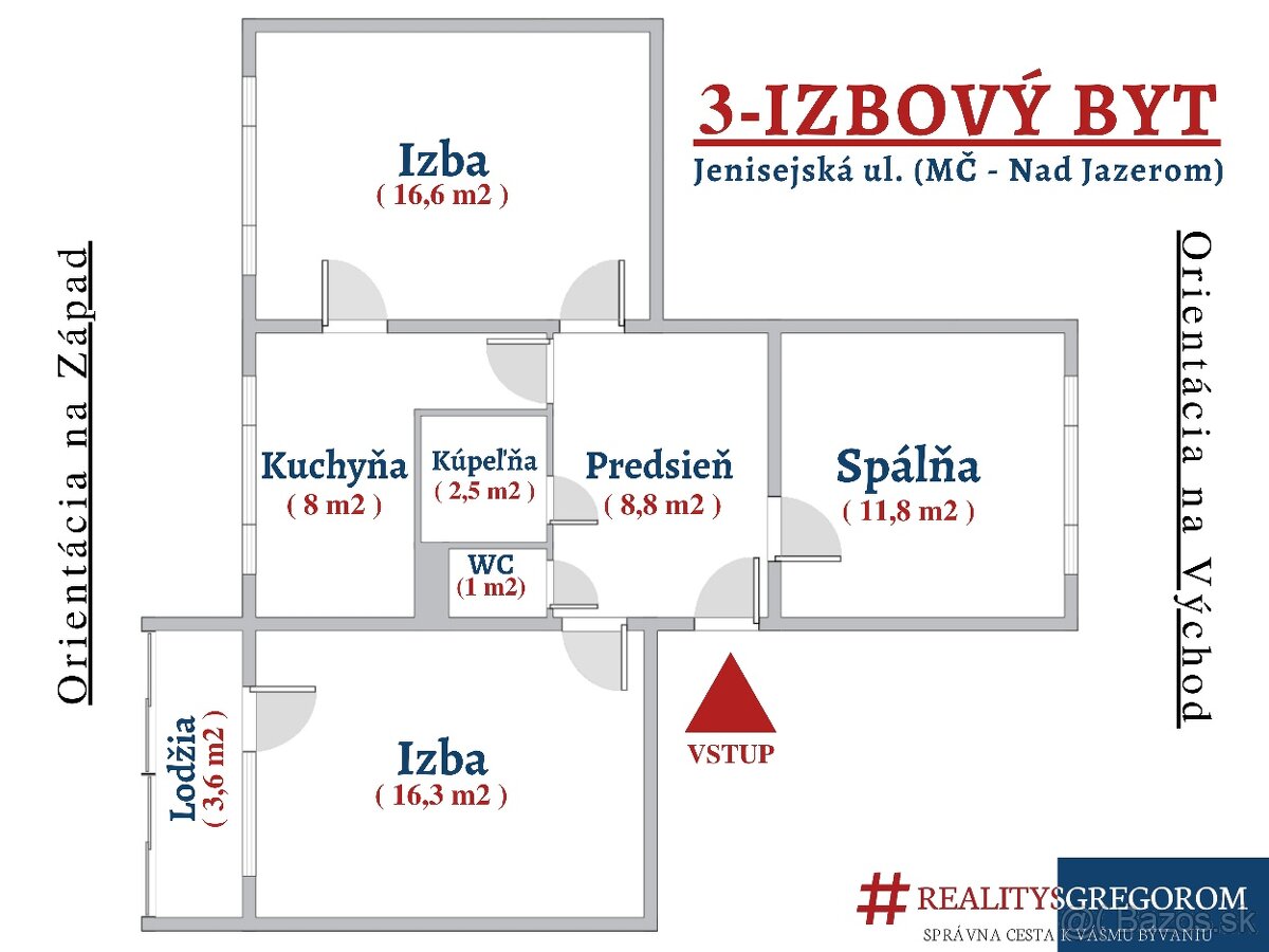 3-izb. byt, Jenisejská ul., 71 m2, Lodžia, Pôvodný stav