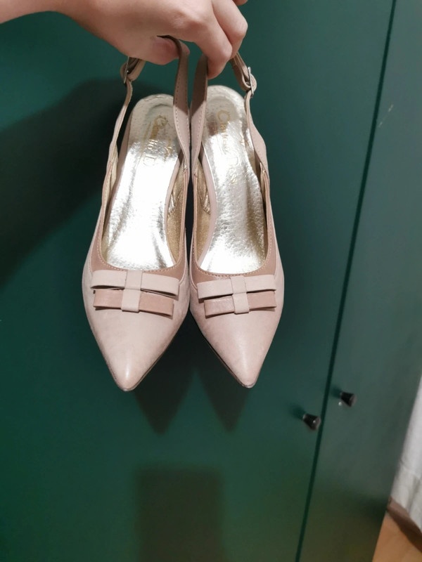 Kožené slingback lodičky v béžovej 36