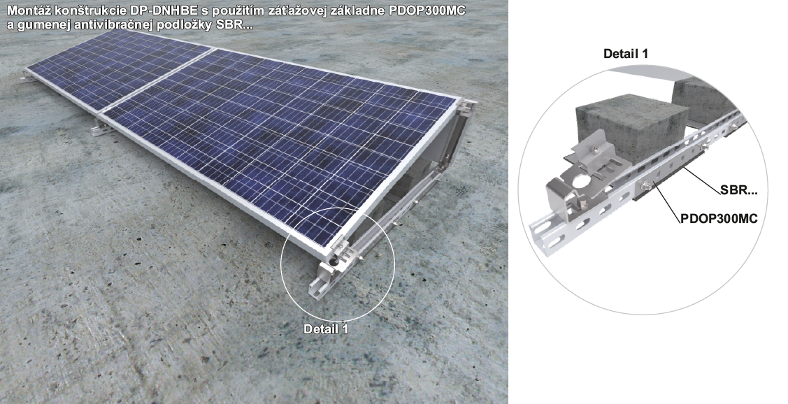 Balastné základne s podložkami pre Fotovoltaické panely