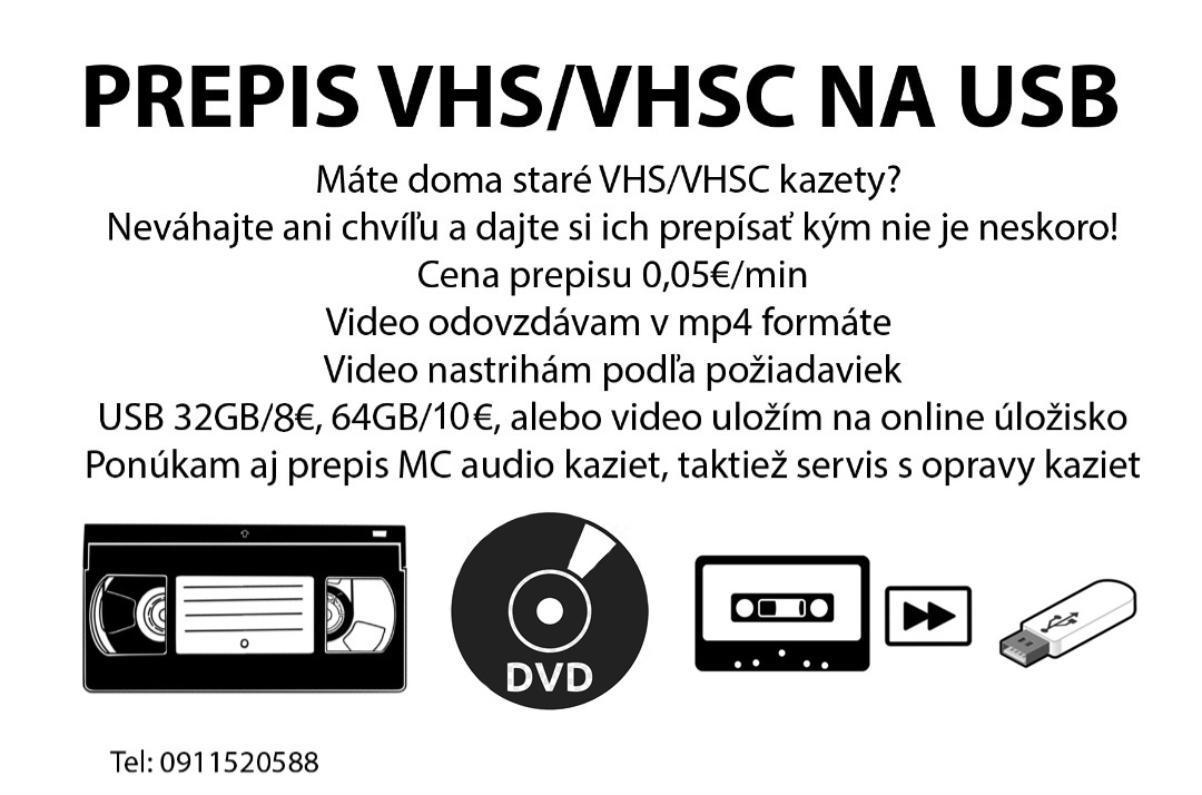 Digitalizácia VHS/VHSC/MC na USB kľúč