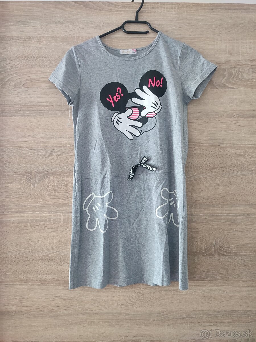 Dievčenské sivé Minney Mouse šaty