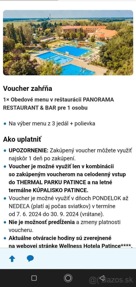 Obedové menu v reštaurácii Panoráma Patince