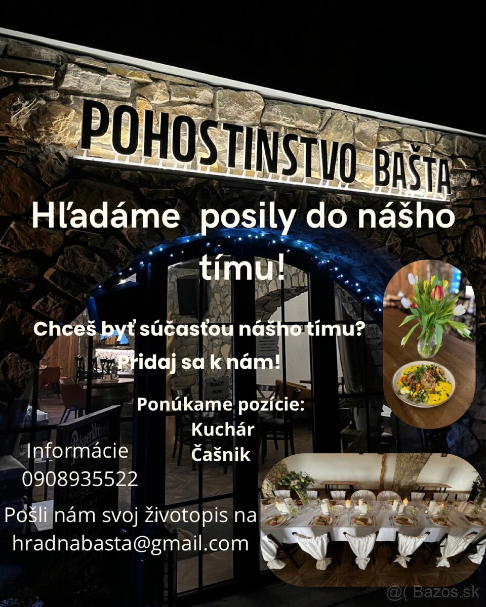 Hľadáme čašníka/kuchára na TPP.