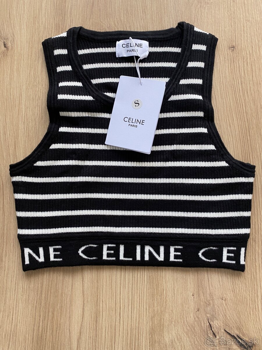 celine top čiernobiely pasikovany S,M