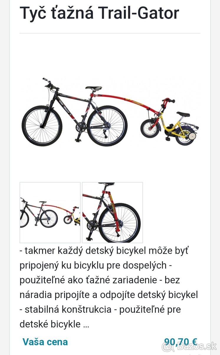 Trail Gator ťažná tyč na detský bicykel