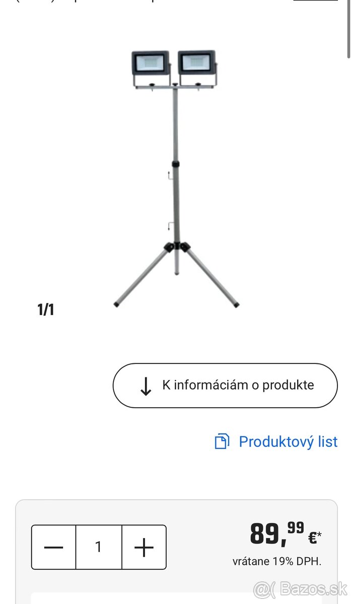 Pracovné svetlo Flare LED na statíve 2 x 30 W 50€