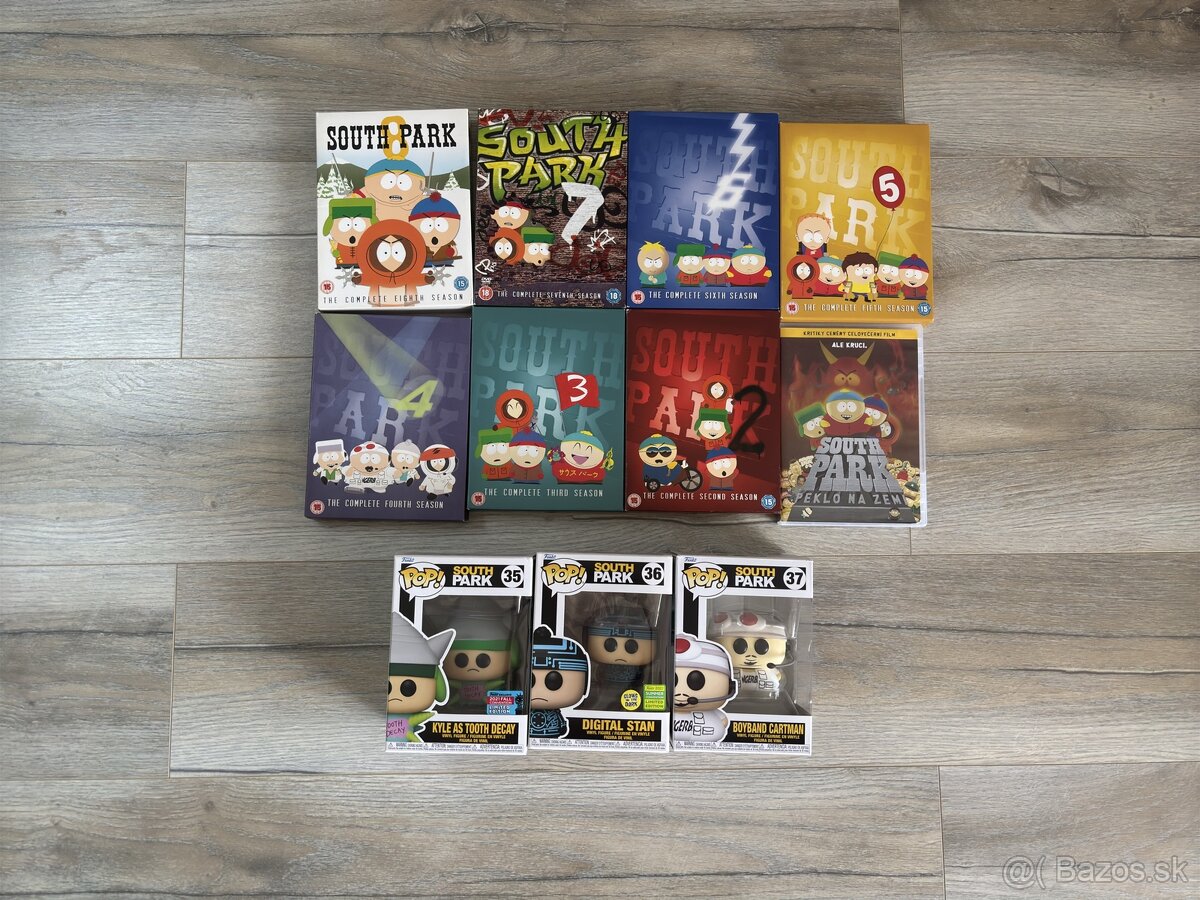 Rozpredám South park zbierku  DVD a funko pop