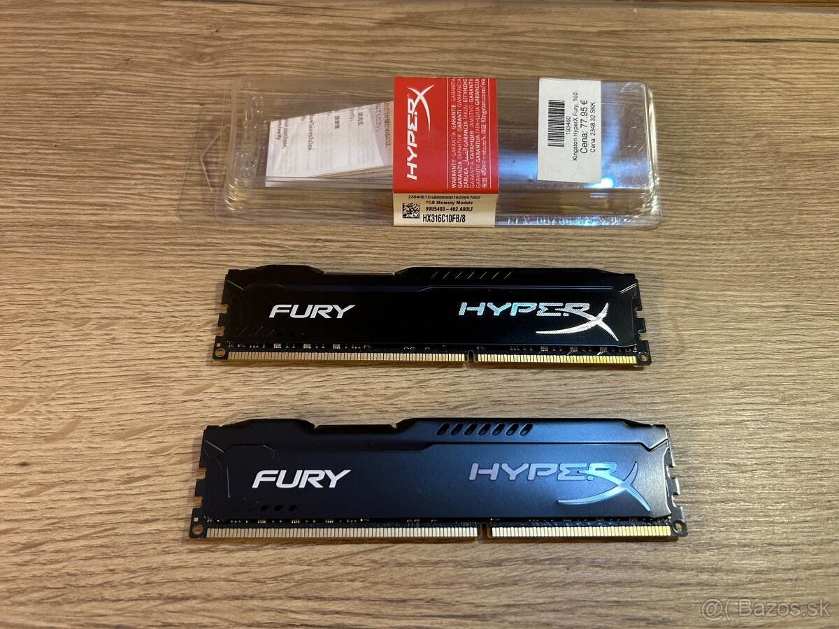 RAM Hyper X Fury DDR3 2 x 8GB 1600 Mhz CL10 (16gb)