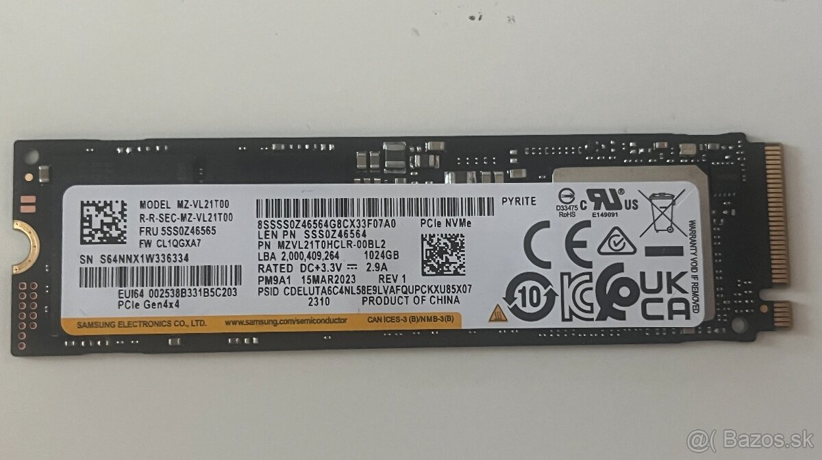 SSD disk PCIe Gen4 NVMe M.2 SAMSUNG 1TB  nabehané čítanie 11