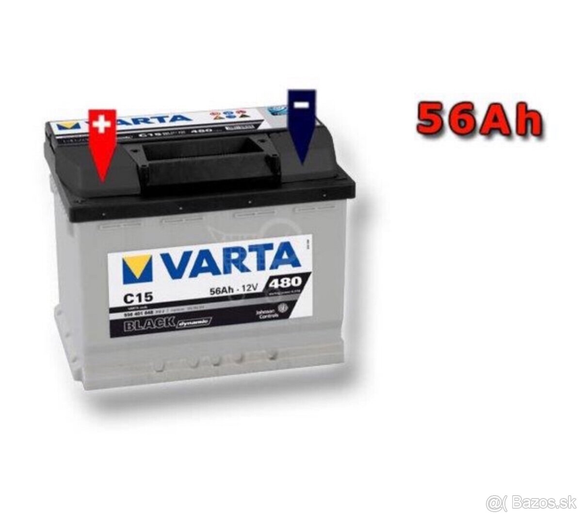 Varta C15, ľavý pol, 56Ah, 480A, Black dynamic